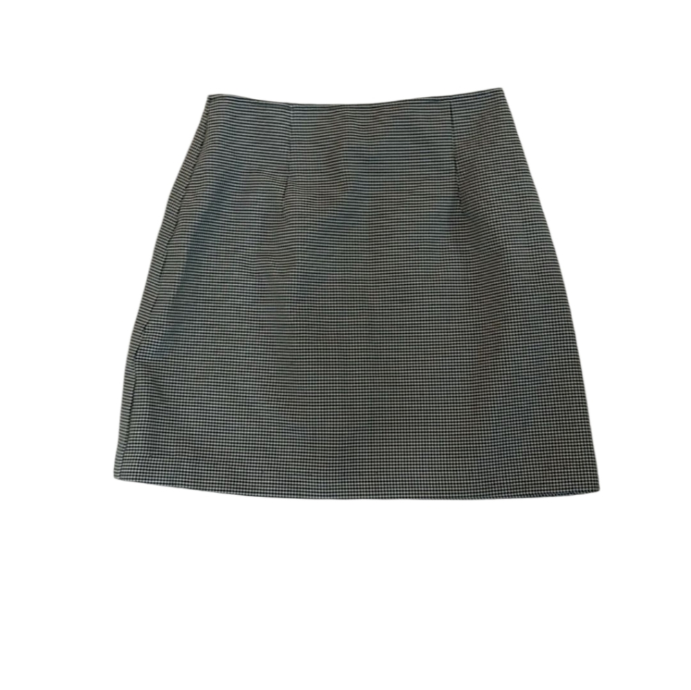 Vintage 90’s Mini Skirt 24 USA Gingham Plaid Micro Pleated Black Cream New Star